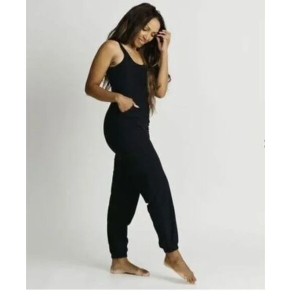 Zyia Active Black Hermosa Soft Cozy Jumpsuit Romper Exercise Workout Size Large - Picture 1 of 5